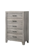 1pc Contemporary Five-Drawers Chest Bed Side Cabinet Wooden Furniture Rustic Gray Color B2741P334815