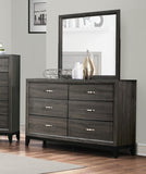 Contemporary Design 1pc 6-Drawers Dresser Gray Finish Polished Hardware Wooden Bedroom Furniture B011P144751