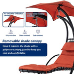 ZUN 53.15 in. Outdoor Orange Hanging Curved Lounge Chair Steel Hammocks Chaise Swing with Built-In 89233156