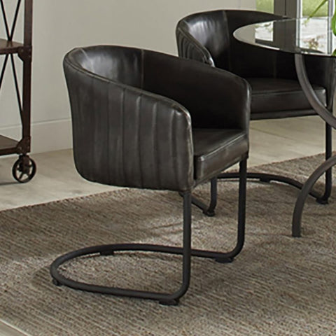 ZUN Anthracite and Matte Black Barrel Dining Chair B062P145579