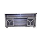 65.3" TV Stand with LED light strips and Iron mesh barn door Y decorative strip country grey W1412P271801