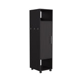 ZUN Cluster 63" Tall Wardrove One-Door Cabinet with Mirror, Three Shelves, Casters and Hanging Rod, B070P210733