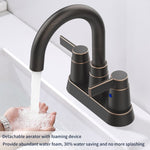 ZUN Bathroom Faucet Oil Rubbed Bronze 2-Handle Bathroom Sink Faucet 360 Degree High Arc Swivel Spout 70578718