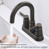 ZUN Bathroom Faucet Oil Rubbed Bronze 2-Handle Bathroom Sink Faucet 360 Degree High Arc Swivel Spout 70578718