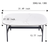 Small Coffee Table for Living Room,Modern Rock Beam Ceramic Coffee Table,Low Square Center Table W1911P268306