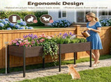 2-Section PE Rattan Raised Garden Bed, 29" Ergonomic Elevated Planter Box with Detachable Fabric 25197880