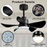 ZUN 28' Ceiling Fans with Lights and Remote/APP Control, Low Profile Ceiling Fans with 5 Reversible W2352P204381