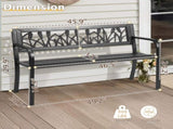 49in PVC Tulip Backrest Iron Bench Black 20295532