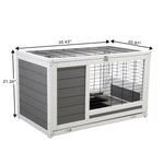 ZUN Luxury 2-Storey Pet House Box Wooden Cage Comfy Cabin for Small Animals, Grey White W2181P151912