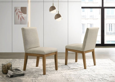 ZUN Jasper Set of 2 Driftwood Finish Contemporary Beige Fabric 19"W Dining Chair B061125418