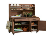(Assembly Video) 65''H Large Garden Potting Bench with Lockable Wheels and Storage Cabinet, N717P404333D