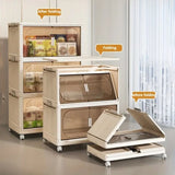 19.69" Side Wide Folding Storage Cabinet ,4 Tiers,19.69"11.81"40.55",Collapsible Storage Bins with W2873P207556
