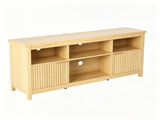 Entertainment Center TV Stand with 4 Open Cubbies & 2 Fluted Hinged Storage Doors, Adjustable Inner 90375918