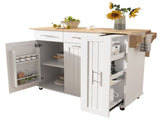 Kitchen Island with Drop Leaf, Kitchen Cart with 3 Tier Pull Out Cabinet Organizer, Internal 63885739