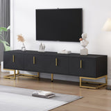 ON-TREND Modern TV Stand Metal Legs and Gold Handles for TVs Up to 80'', Media Console Table WF325614AAB