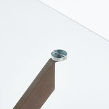 Dining Table with cross metal leg and tempered glass,Modern Space Saving Kitchen Table for Living W234P311867