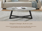 Modern Harmony Wood Oval Coffee Table, Faux Concrete Gray T2574P510866