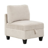 Modern Living Room Furniture Beige Chair with Storage Corduroy Fabric Upholstery 1pc Modular B011P206259