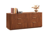 6 Drawers Dresser,55" Wide Modern Chest of Drawers Curved wave Design, Dresser TV Stand, Wood Drawer W1820P324616