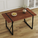 Industrial Rectangular Walnut Color Wood Grain Dining Table for 4-6 people with 1.5 inch thick W1151P209830