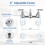 ZUN Commercial Kitchen Faucet, Pre-Rinse Sink Faucet with Pull Down Sprayer - Wall Mount Kitchen Faucet W1225P251012