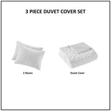 King/Cal King 3 Piece Tufted Woven Medallion Duvet Cover Set B035129154
