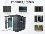 6ft x 5ft Outdoor Metal Storage Shed with Window and Transparent plate for Garden, Lawn 05828661