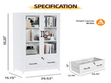 White MDF, melamine faced, wide style, large single drawer with glass display door, 82106674