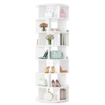 ZUN Φ23.6'' Rotating Shoe Rack Tower, 7-Tier Spinning Shoe Shelf with 5 Grids Per Layer, Display Rack, 47140393