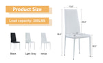 ZUN Grid armless high backrest dining chair, 4-piece set of silver metal legs white chair, office chair. W1151107273