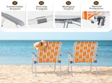 Set of 2 Webbed Folding Beach Chairs, Outdoor Patio Lawn Foldable Chairs for Camping Fishing Yard 67485456