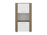 Kasaan Bookcase with Upper and Lower Doors, Open Display Shelves and Vertical Storage Design, B097P474311