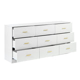 Modern White 9-Drawer Dresser for Bedroom - Ample Storage Wide Chest of Drawers, Sturdy & Safe W1785P324461