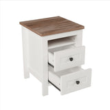 ZUN 2-Drawer Farmhouse Wooden Nightstand Well-proportioned Design and Sleek Lines, Wood Side Table WF317945AAK
