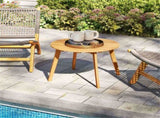 24.5" x 24.5" x 16" Premium Acacia Wood Round Side Table, 165 LBS Weight Capacity Outdoor End Table 36373582
