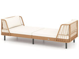 2-Seat Outdoor PE Wicker Daybed, Dual-Function Backrest Armrest Patio Loveseat 54417410