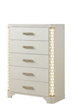 Jasmine 5-Drawer Chest with side LED Lightning made with Wood in Beige 659436285736