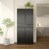 72"H Kitchen Pantry Cabinet with 3 Keyboard Drawers, Freestanding Bathroom Cabinet with 6 Door W2917P294985