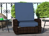 Outsunny Reclining Rattan 360&deg Swivel Chair Cushioned Recliner, Dark Blue W2225P485593