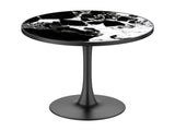 31.5" Round Modern Tulip Dining Table, Sintered Stone Tabletop with Luxury Faux Marble Print, Carbon W3316P540342