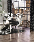 ZUN Contemporary Style Silver Metal Frame 2pc Dining Chairs Black Microfiber Seat Cushion Dining Room B011P232974