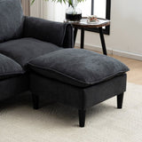 Convertible Combination Sofa Sofa L-Shaped Sofa with Footstools with Storage, Blue Sofa for Living W2012P253356