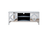 Mirrored TV Stand for 65 inch TV,Sliver TV Console Table with Open Storage & 2 Storage Cabinets W1445P204027