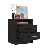 Greter 24" Two-Drawer Night Stand With open shelf Black B200P240254