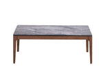 ZUN ACME Bevis Coffee Table, Engineered Stone & Walnut Finish LV02645