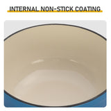 Cast iron 6QT cooking pot - Gradient blue - Includes two silicone gloves - Enamel pot 85024210