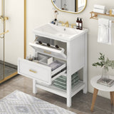 ZUN 24'' Vanity with Top Sink, Modern Storage Cabinet with 2 Drawers, Single Sink 71835731