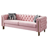 Chesterfield Modern Tufted Velvet Living Room Sofa, 84.25''W Couch,Pink W57947396