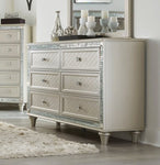 ZUN Luxury Champagne Finish Dresser of 6 Drawers 1pc Glamorous Crystal Diamond Pattern Knobs Stylish B01182314