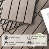 Patio Interlocking Deck Tiles, 12"x12" Square Composite Decking Tiles, Four Slat Plastic Outdoor W1859P181793